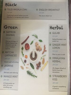 Lots of teas  at Travel Yoga Cafe in New Delhi