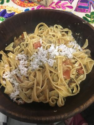Coconut fettuccine  at Travel Yoga Cafe in New Delhi