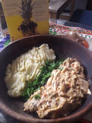 Jackfruit curry at Travel Yoga Cafe in New Delhi