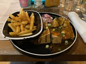 Jerk tofu and fries at Turtle Bay in Nottingham