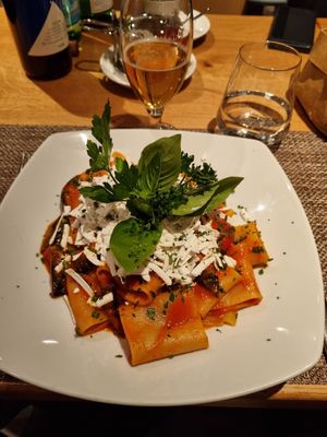 Paccheri a la Norma (vegetarian) at Vieux-Valais da Nico in Zermatt