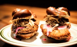 Vegan Schnitzel Sliders for Happy Hour at Hinterhof at Hinterhof in Los Angeles