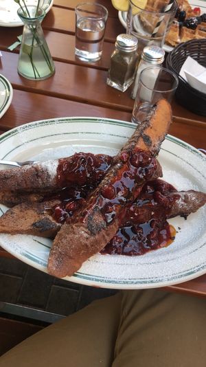 Pretzel bread French toast at Hinterhof in Los Angeles