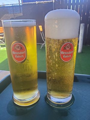 Imported German beer - Kölsch which is light and fresh and from Cologne, Germany at Hinterhof in Los Angeles