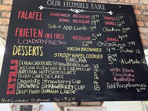 Posted menu  at Amsterdam Falafelshop in Miami