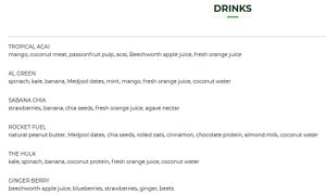 Menu - drinks at Greenstreat in Albury