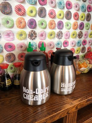 “Non-dairy creamer” = Silk almond milk at Dank Donuts in Big Bear Lake