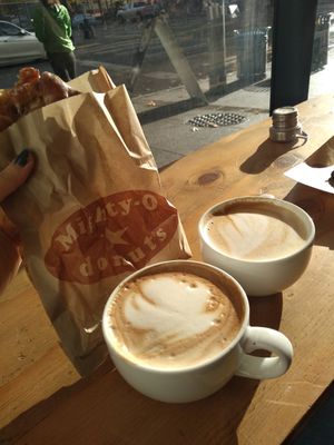 Amazing apple fritter, creamy mocha! at Mighty-O Donuts - Downtown in Seattle