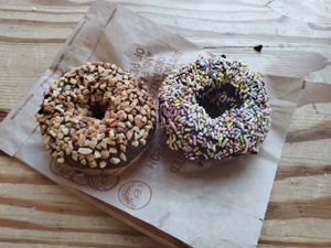 Nutty Chocolate and Devil's Playground! at Mighty-O Donuts - Downtown in Seattle