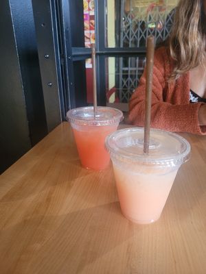 Raspberry and apricot ginger beer and pink guava ginger beer at Rachel's Ginger Beer in Seattle