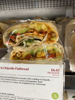 Falafel flatbread   at LHR - Pret A Manger - T3 Landside in West London