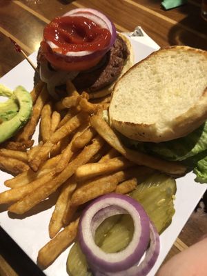 Impossible burger and fries at The Yucatan Beach Stand in Fort Myers Beach