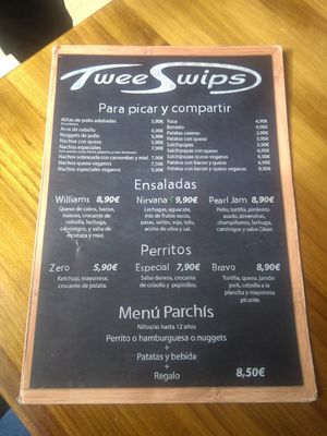 Menú at TweeSwips in Mallorca