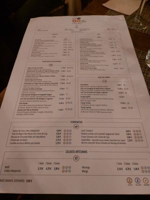 Menu at Local in Lisbon