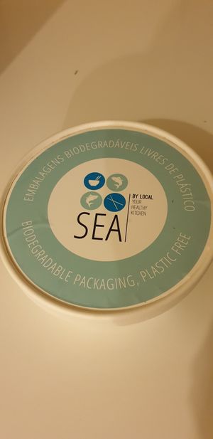 The takeaway packaging is biodegradable and plastic free at Local in Lisbon