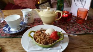 vegan crumblev& icecream  at The Phoenix Vegetarian Restaurant & Accommodation in Castlemaine
