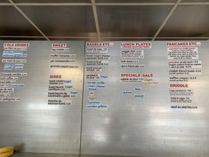 The menu board  at Bob's Bake Shop in Paris