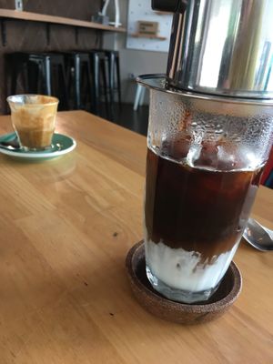 Very good coffee with condensed vegan milk. at Toska in Jakarta
