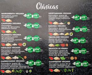 Vegan menu page 1 of 3, February 2023 at Pizzeria Amici Miei La Floresta in Quito