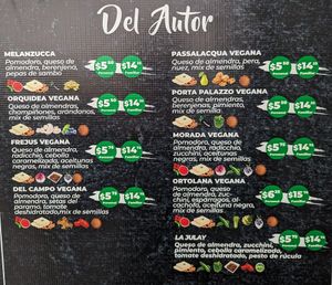 Vegan menu page 2 of 3, February 2023 at Pizzeria Amici Miei La Floresta in Quito