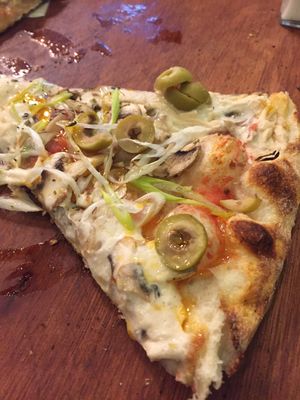 This vegan cheese rocks  at Pizzeria Amici Miei La Floresta in Quito