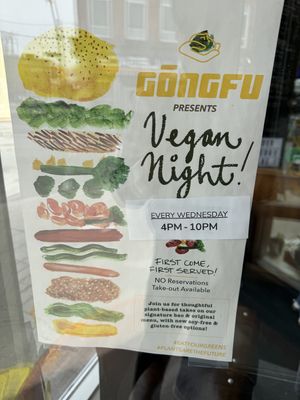 Wednesday nights are vegan nights   at Gongfu Bao in Ottawa