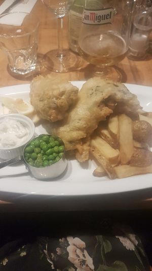 Tofu fish and chips at The Rose & Crown Bistro in Northampton