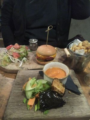 Vegan burger and seaweed tofu and quinoa wraps at The Rose & Crown Bistro in Northampton