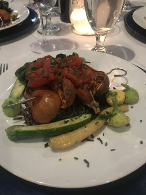 Roasted squash, tomatoes carrots and more over a bed of mixed rices  at Daniel's Table in Cathedral City