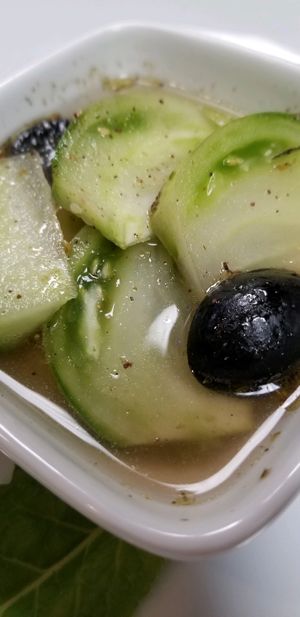 Cured green tomatoes, no vinegar.  at Daniel's Table in Cathedral City