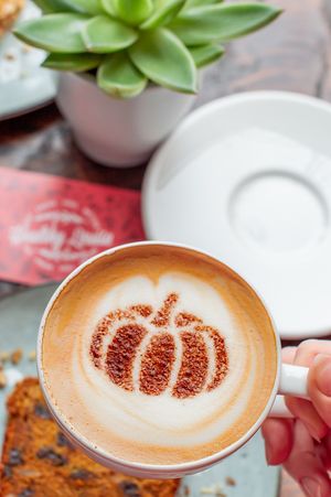 Pumpkin orange spice late at Healthy Louisa in Leicester