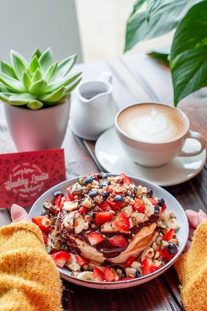 Chocolate pancakes  at Healthy Louisa in Leicester
