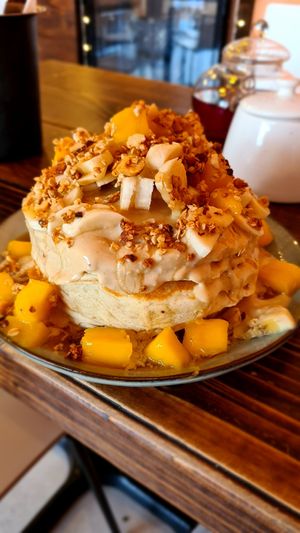 Cashew butter pancakes at Healthy Louisa in Leicester