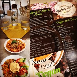 Montage of our first visit to the fab deli at Healthy Louisa in Leicester