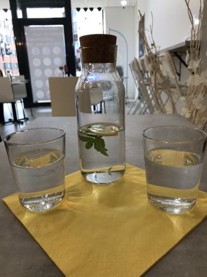 Always a good sign when they bring you table water without being asked😄Bright interior   at Healthy Louisa in Leicester