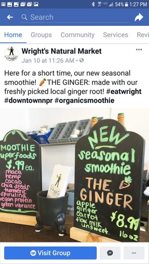 $8.99 for 16 oz smoothie at Wright's Natural Market in New Port Richey