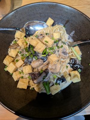 Mushroom miso carbonara at Nooch - Steinfels in Zurich