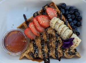 Sunrise Waffle at Raised by the Waves  in Kahuku