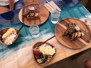 Sunrise Waffles and Vitamin Sea bowls at Raised by the Waves  in Kahuku