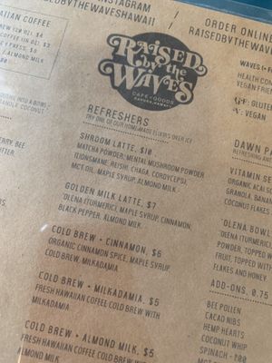 Menu at Raised by the Waves  in Kahuku