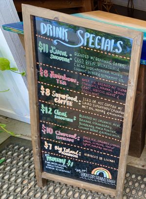 Specials board at Raised by the Waves  in Kahuku