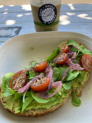 Avo Toast & Alohamacha Smoothie  at Raised by the Waves  in Kahuku