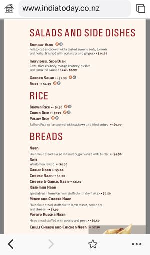 Naan can be requested without butter  at India Today - aMoment in Tauranga