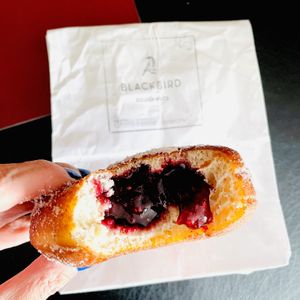 Vegan Raspberry Jelly  at Blackbird Doughnuts in Cambridge