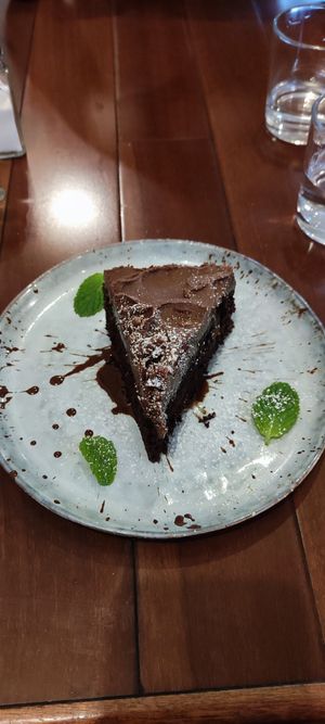 Vegan chocolate cake at Café Rojo  in San Jose
