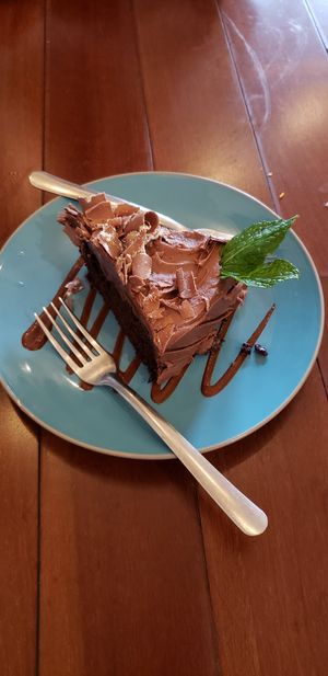 Chocolate cake at Café Rojo  in San Jose