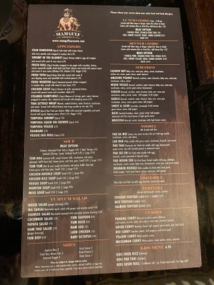Menu - Front at Siam Gulf in Sarasota