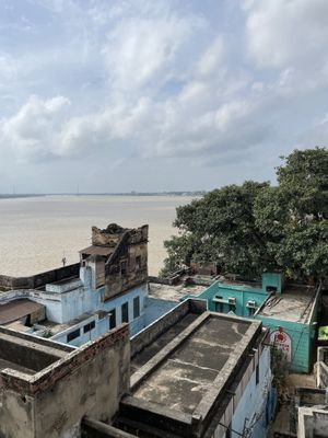 View from the restaurant   at Aadha-Aadha Café in Varanasi
