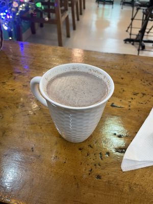 Hot chocolate w soy milk   at Aadha-Aadha Café in Varanasi