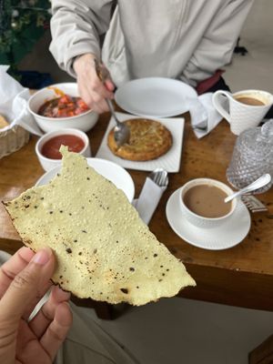 Beans w toast 2/10 and papadam 9/10  at Aadha-Aadha Café in Varanasi